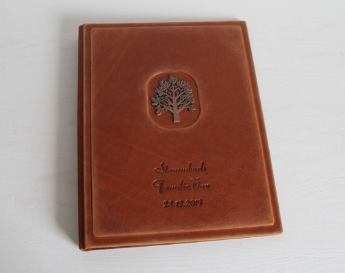 Stammbuch "Lebensbaum" im Vintage-Look DIN A4, cognagbraun